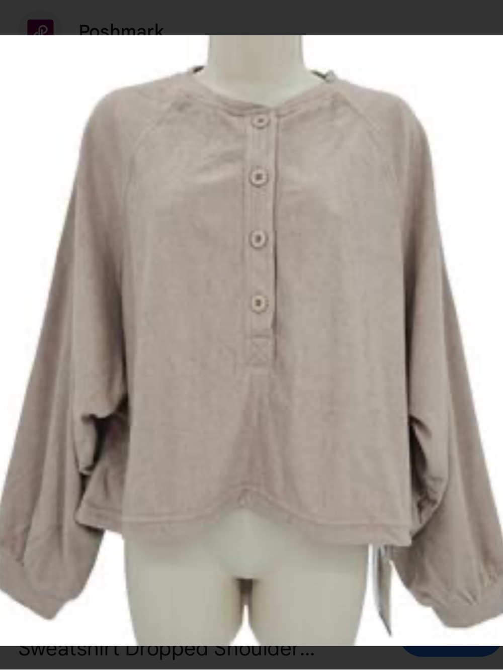 Halara Button-Front Cropped Henley - Picture 1 of 6